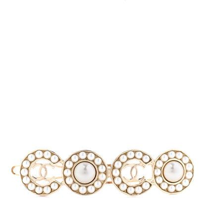 Chanel Pearl Coco Hair Clip Barrette Gold 1 of 4