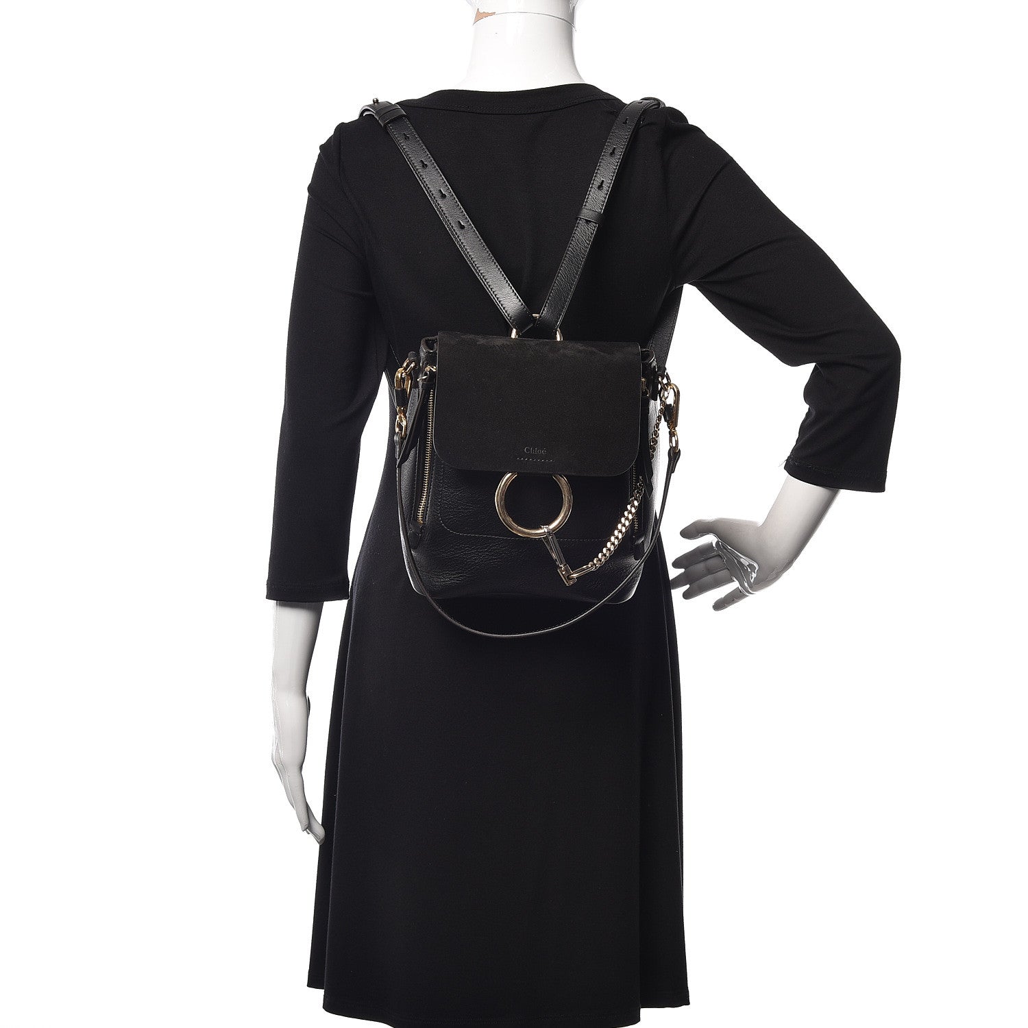 Chloe Suede Calfskin Small Faye Backpack Black 2 of 9
