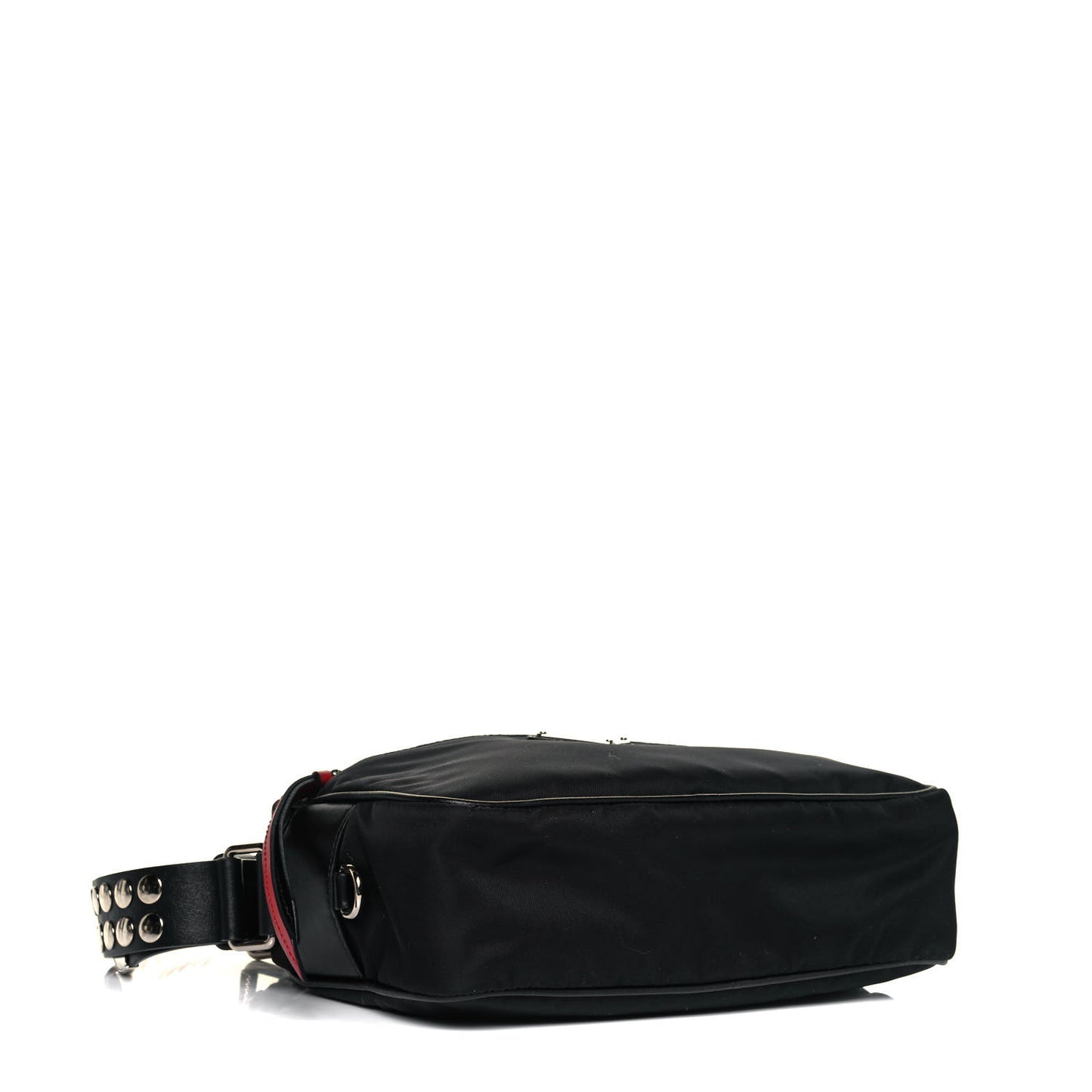 Tessuto Nylon Studded New Vela Shoulder Bag Black Fuoco