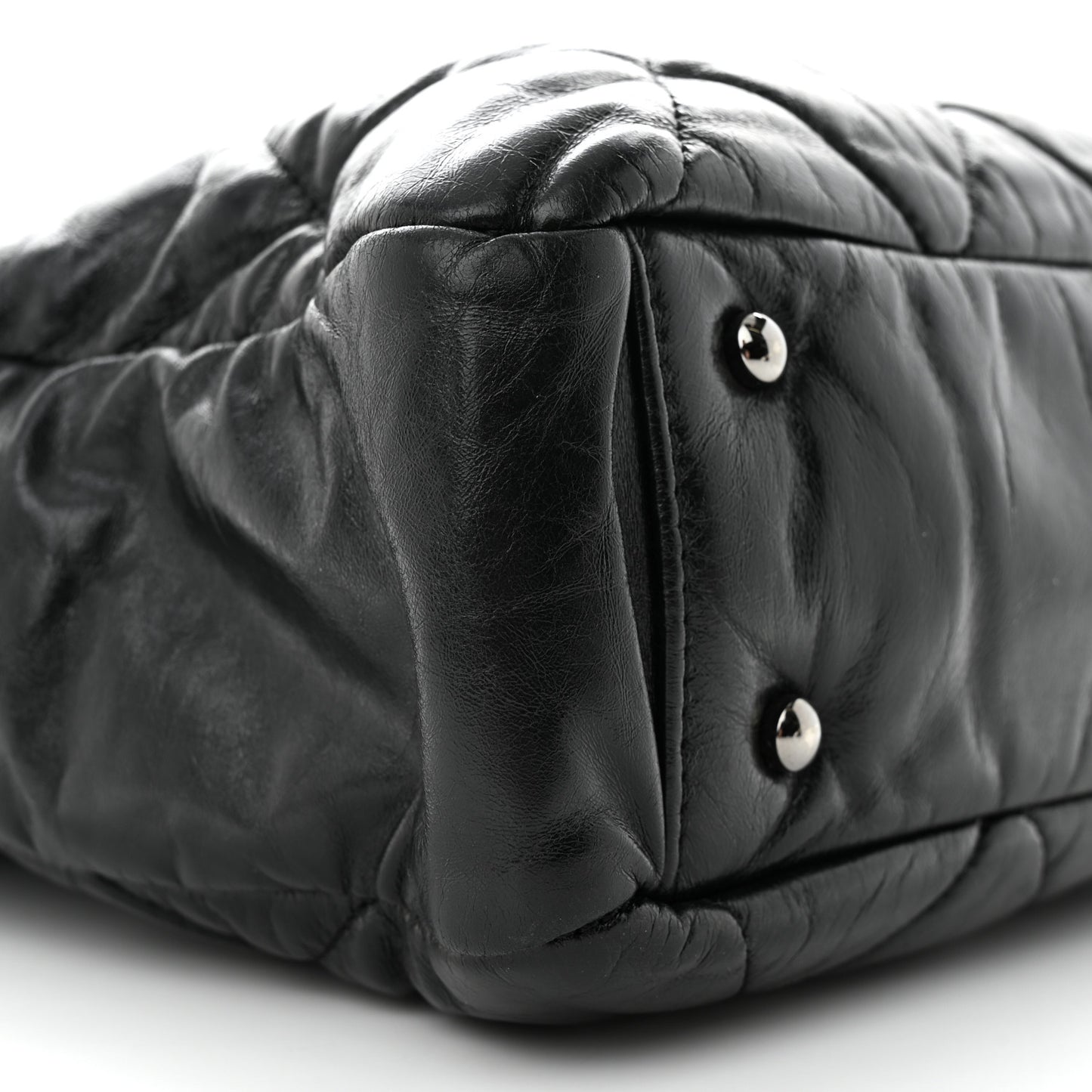 Glazed Calfskin Quilted Tweed Portobello Tote Black