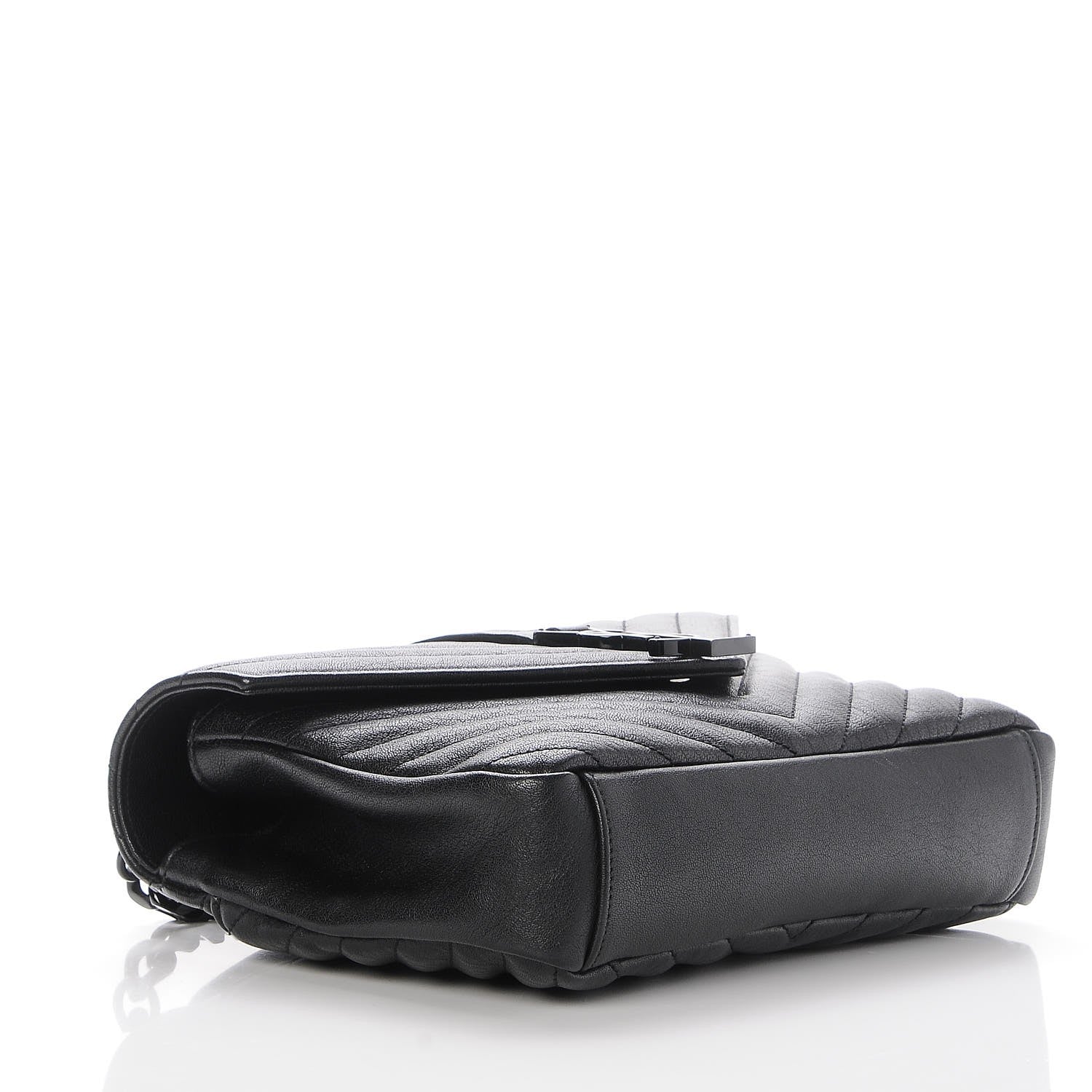 Saint Laurent Sheepskin Matelasse Chevron Monogram Medium College Bag Black 5 of 9