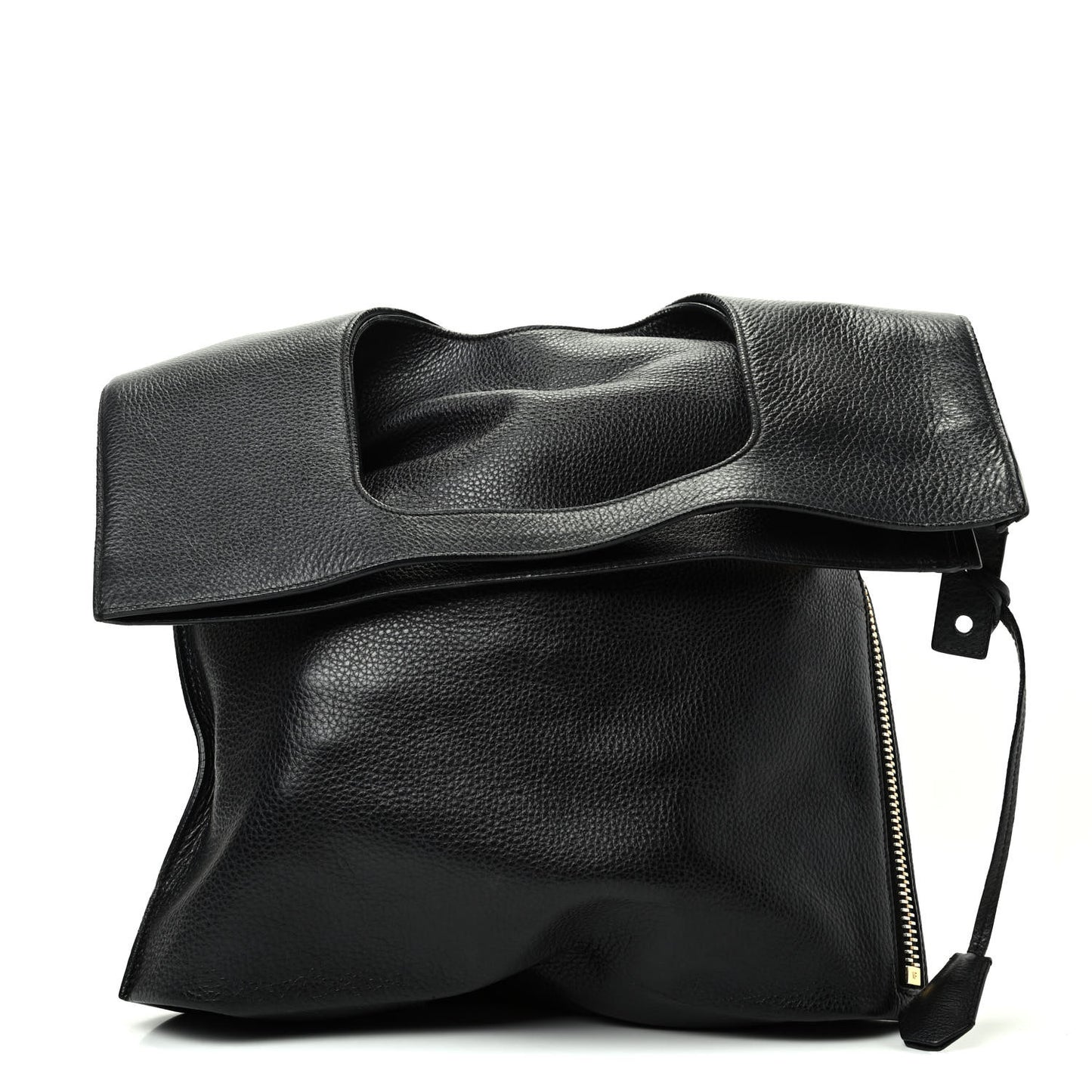 Grained Calfskin Large Alix Padlock Zip Shoulder Bag Black