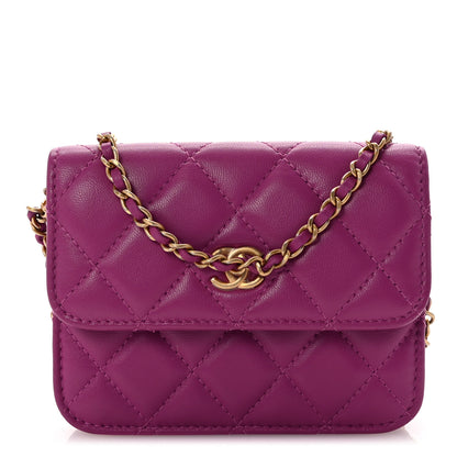 Chanel Lambskin Quilted Pearl Crush Clutch With Chain Purple 1 of 12