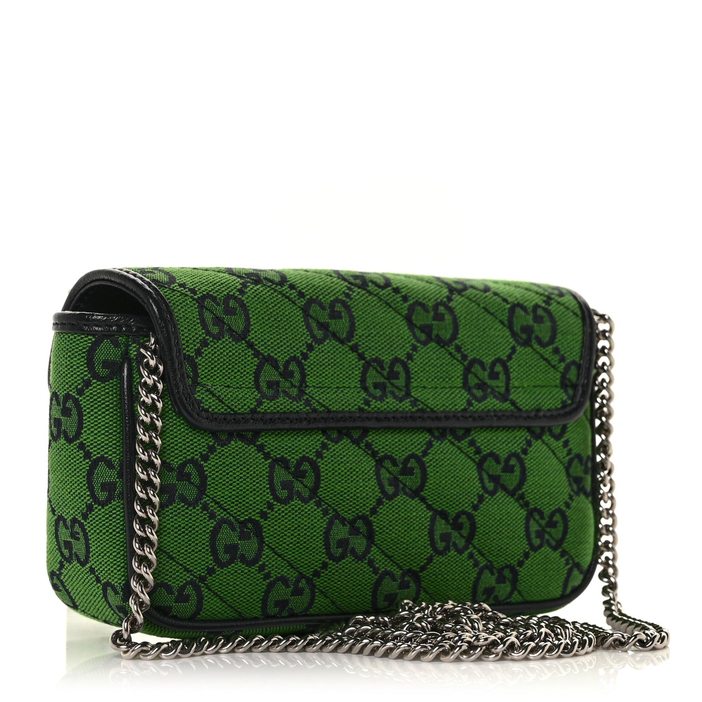 Monogram Multicolor Matelasse Diagonal Super Mini GG Marmont Shoulder Bag Green Blue