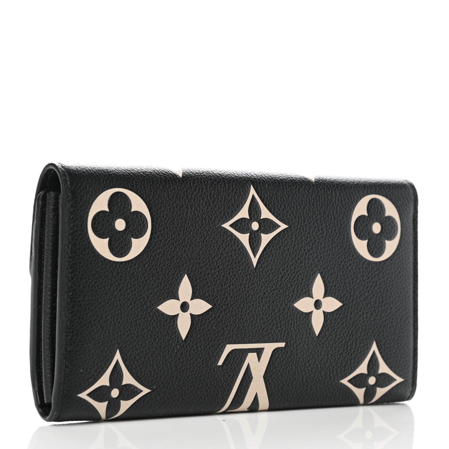 Louis Vuitton Monogram Empreinte Giant Sarah Wallet Black Beige 3 of 6
