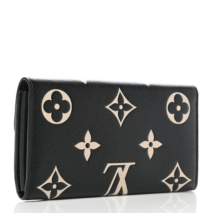 Louis Vuitton Monogram Empreinte Giant Sarah Wallet Black Beige 3 of 6
