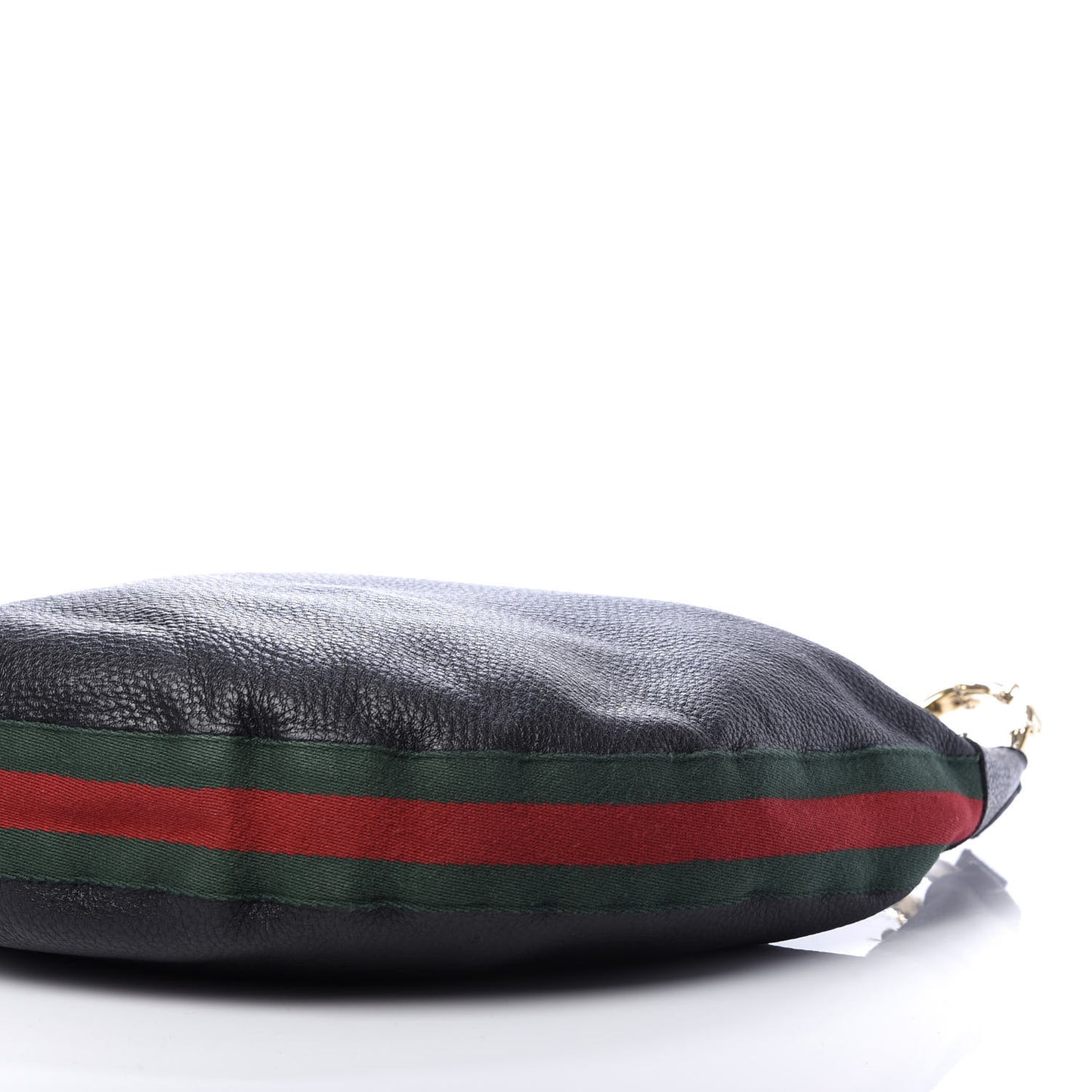 Pebbled Calfskin Web Bamboo Ring Hobo Black