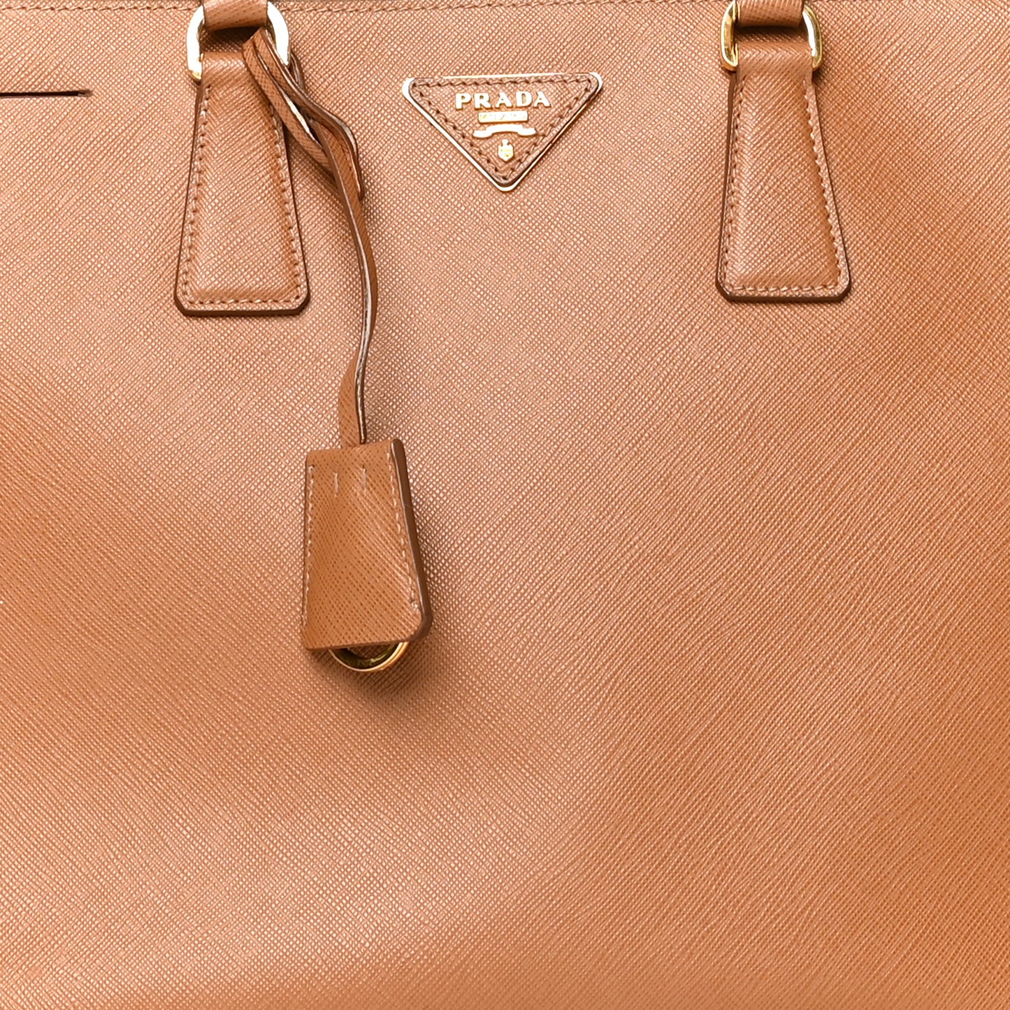 Saffiano Lux Large Galleria Double Zip Tote Caramel