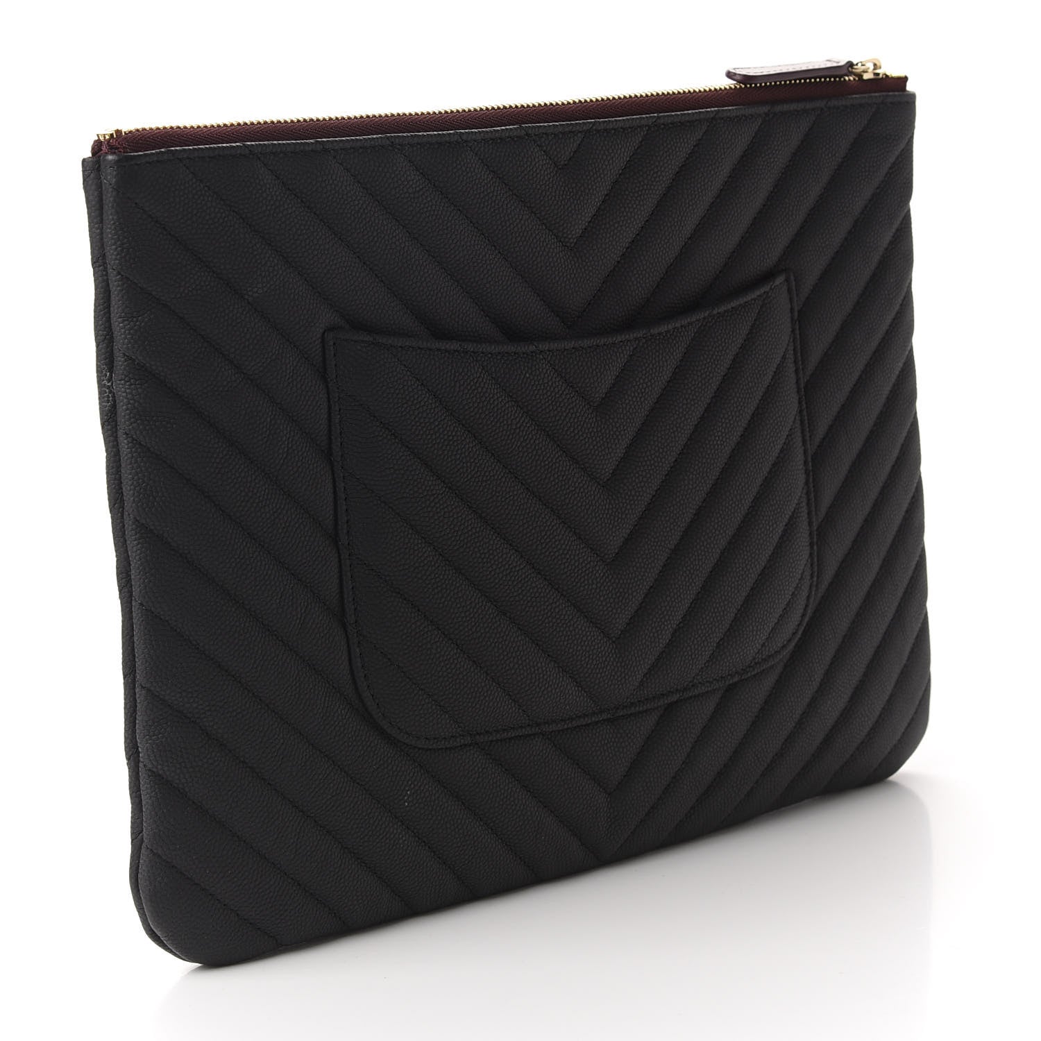 Chanel Caviar Chevron Quilted Medium Cosmetic Case Black 3 of 8