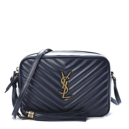 Saint Laurent Calfskin Matelasse Monogram Lou Camera Bag Navy 1 of 12