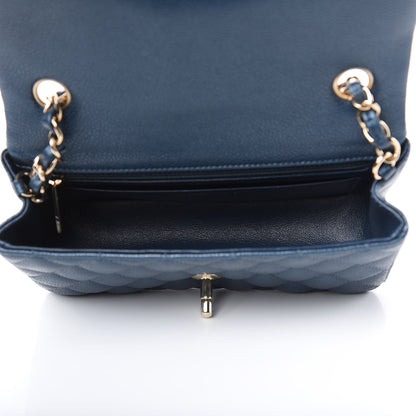 Chanel Metallic Caviar Quilted Mini Rectangular Flap Dark Blue 5 of 10