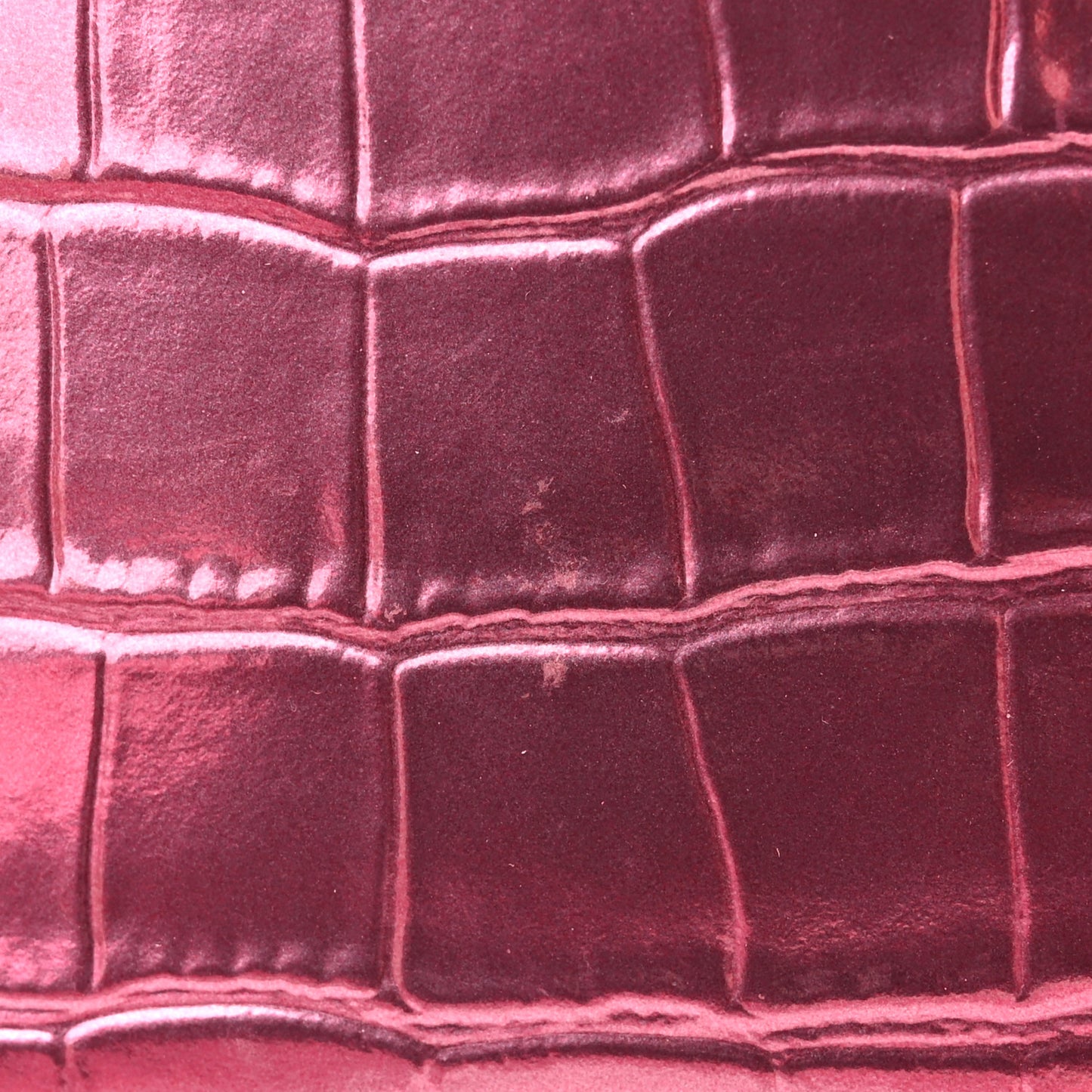 Metallic Shiny Calfskin Crocodile Embossed Hourglass Top Handle Bag XS Pink