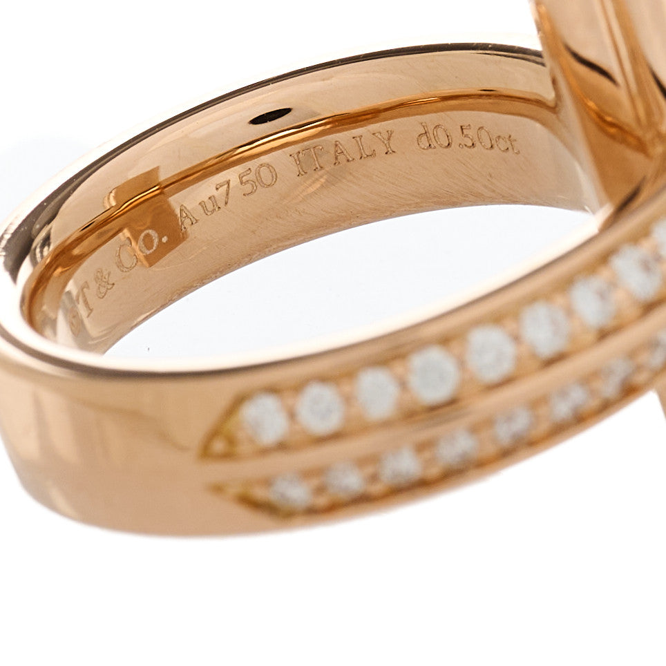 18K Rose Gold Diamond Wide T T1 Ring 44 3