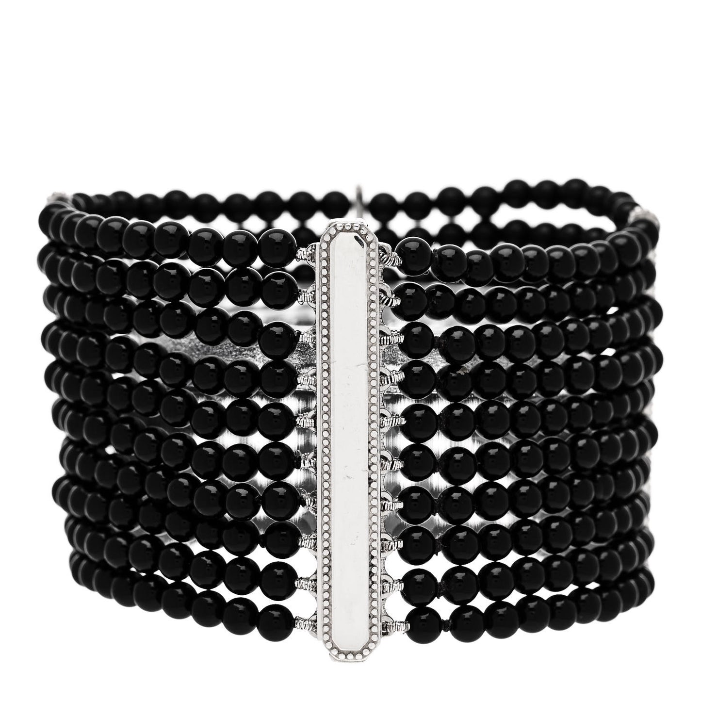 Sterling Silver Black Onyx 10 Row Ziegfeld Bracelet