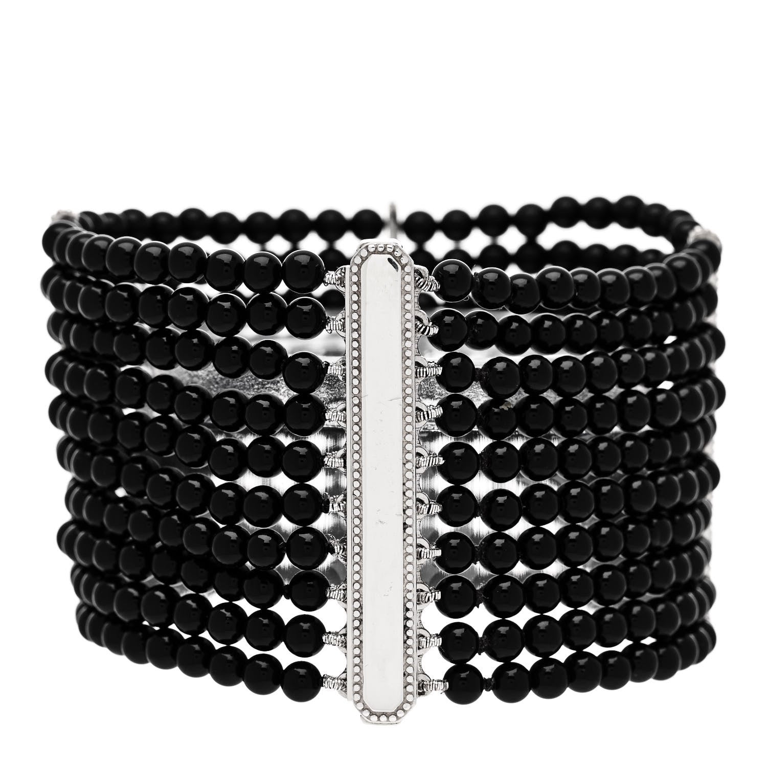 Tiffany Sterling Silver Black Onyx 10 Row Ziegfeld Bracelet 2 of 4