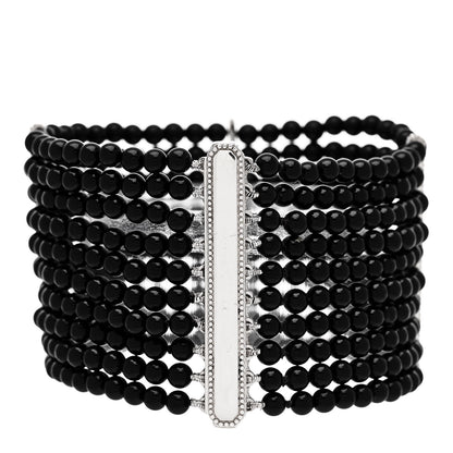 Tiffany Sterling Silver Black Onyx 10 Row Ziegfeld Bracelet 2 of 4