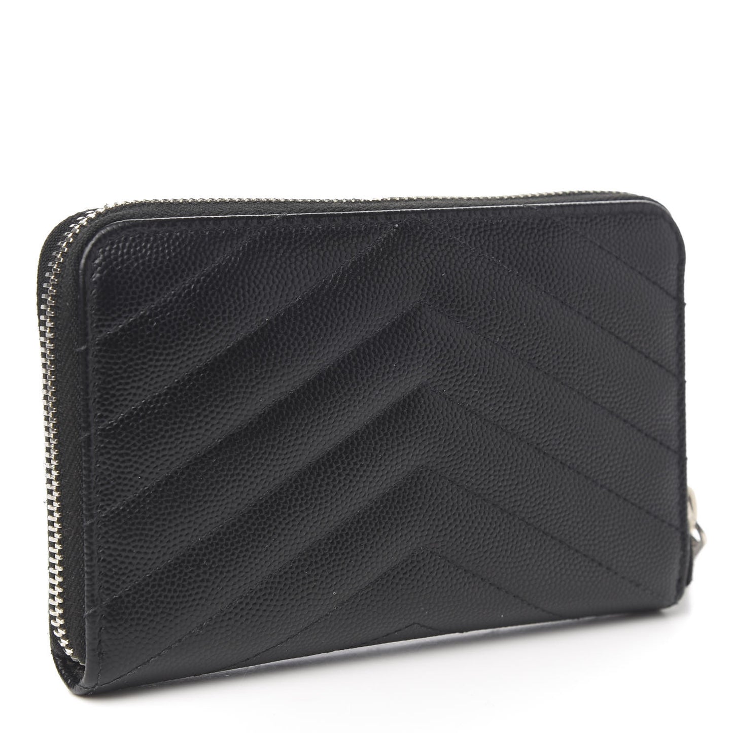 Grain De Poudre Matelasse Chevron Monogram Small Zip Around Wallet Black