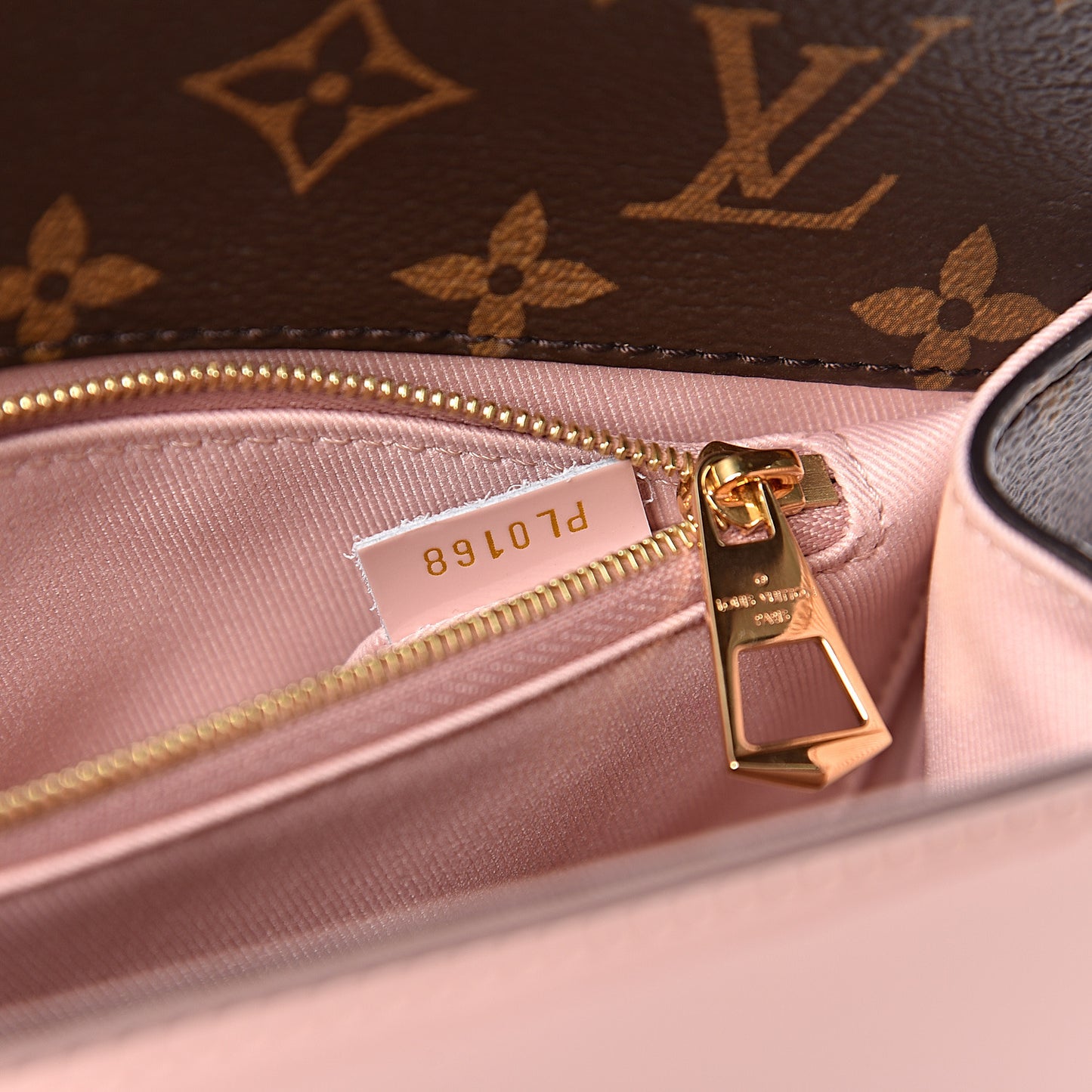 Patent Calfskin Monogram Cherrywood PM Rose Ballerine