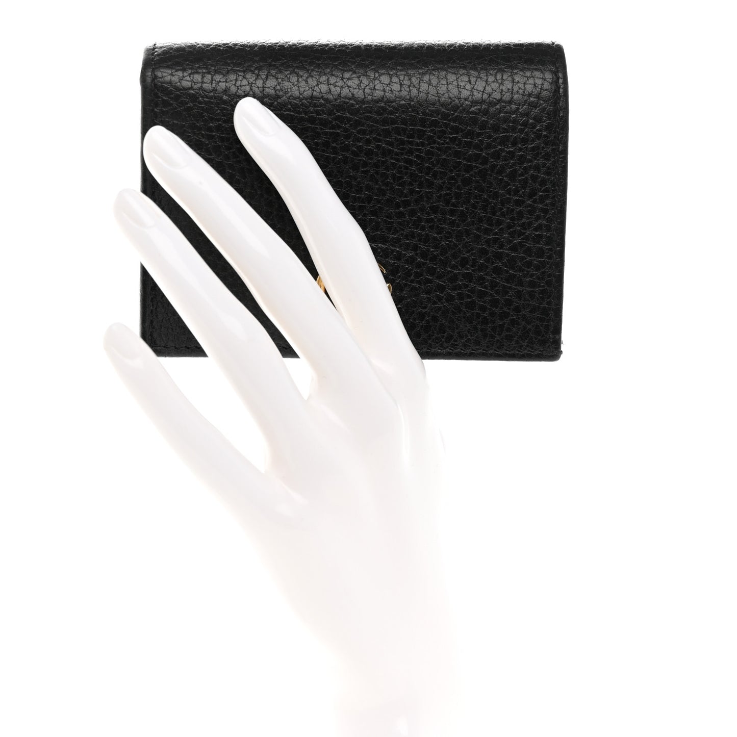 Pebbled Calfskin GG Marmont Card Case Black