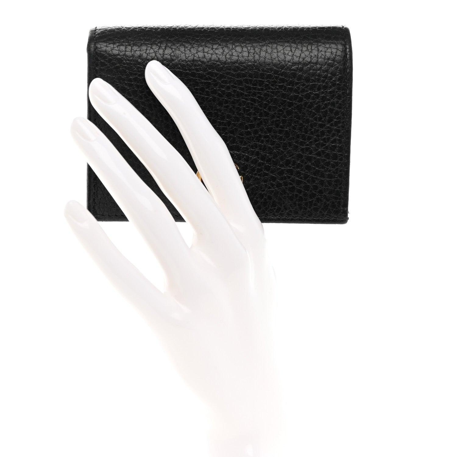 Gucci Pebbled Calfskin GG Marmont Card Case Black 2 of 11
