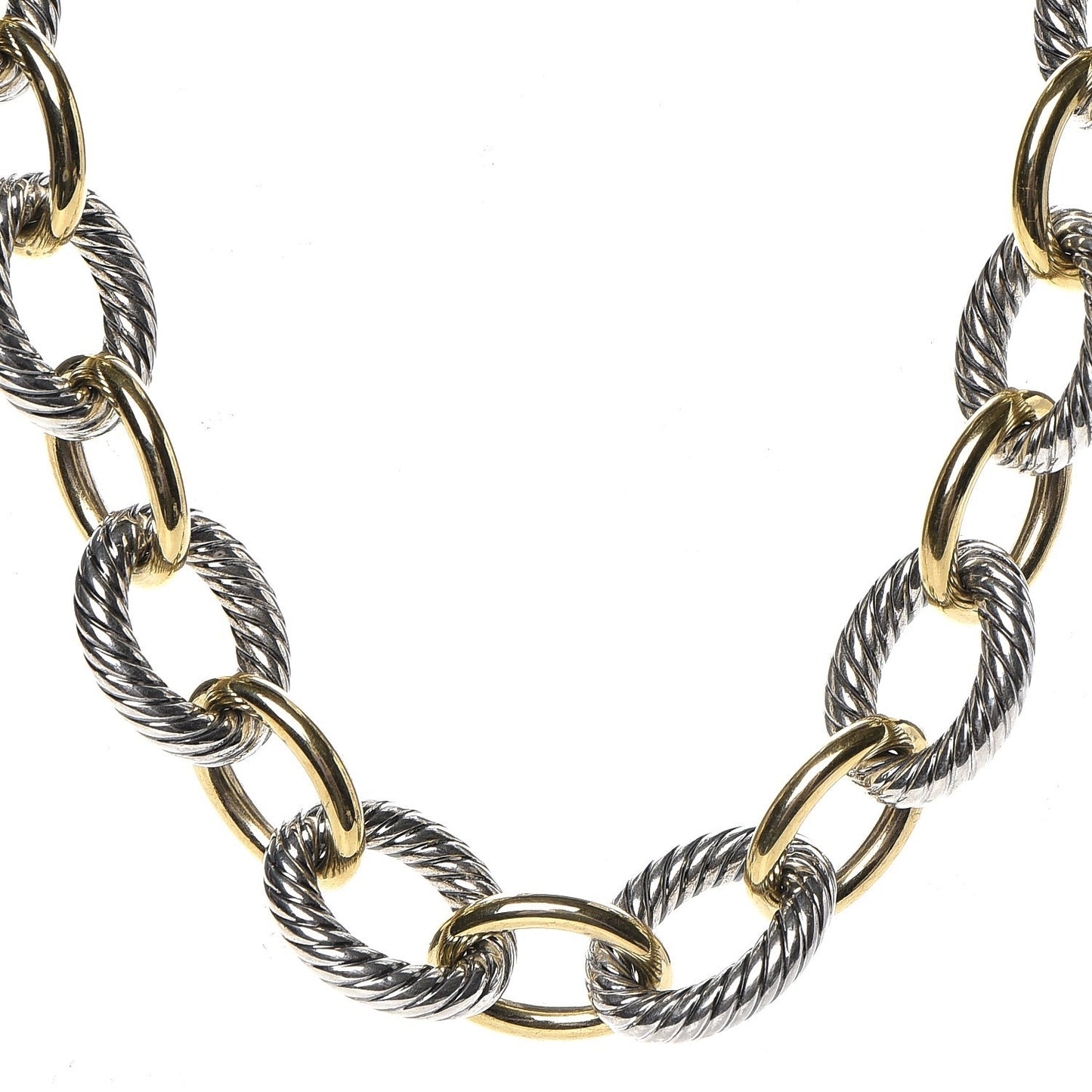 Sterling Silver 18K Yellow Gold Extra Large Oval Link Necklace