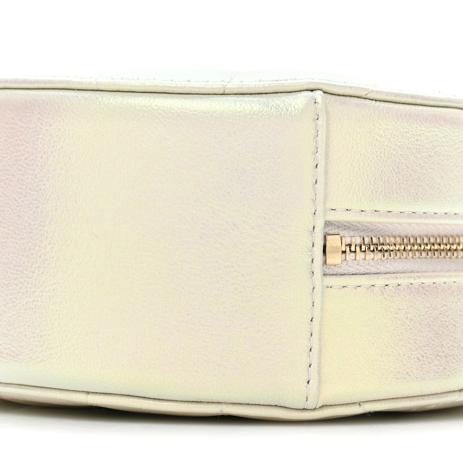 Chanel Iridescent Lambskin Quilted Round Clutch With Chain Ivory 8 of 10