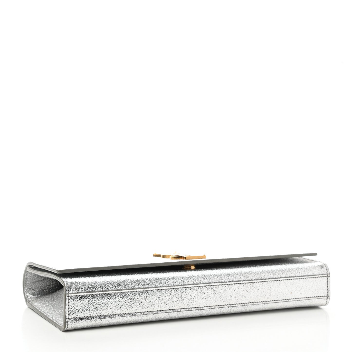 Textured Metallic Calfskin Classic Monogram Cassandre Clutch Silver
