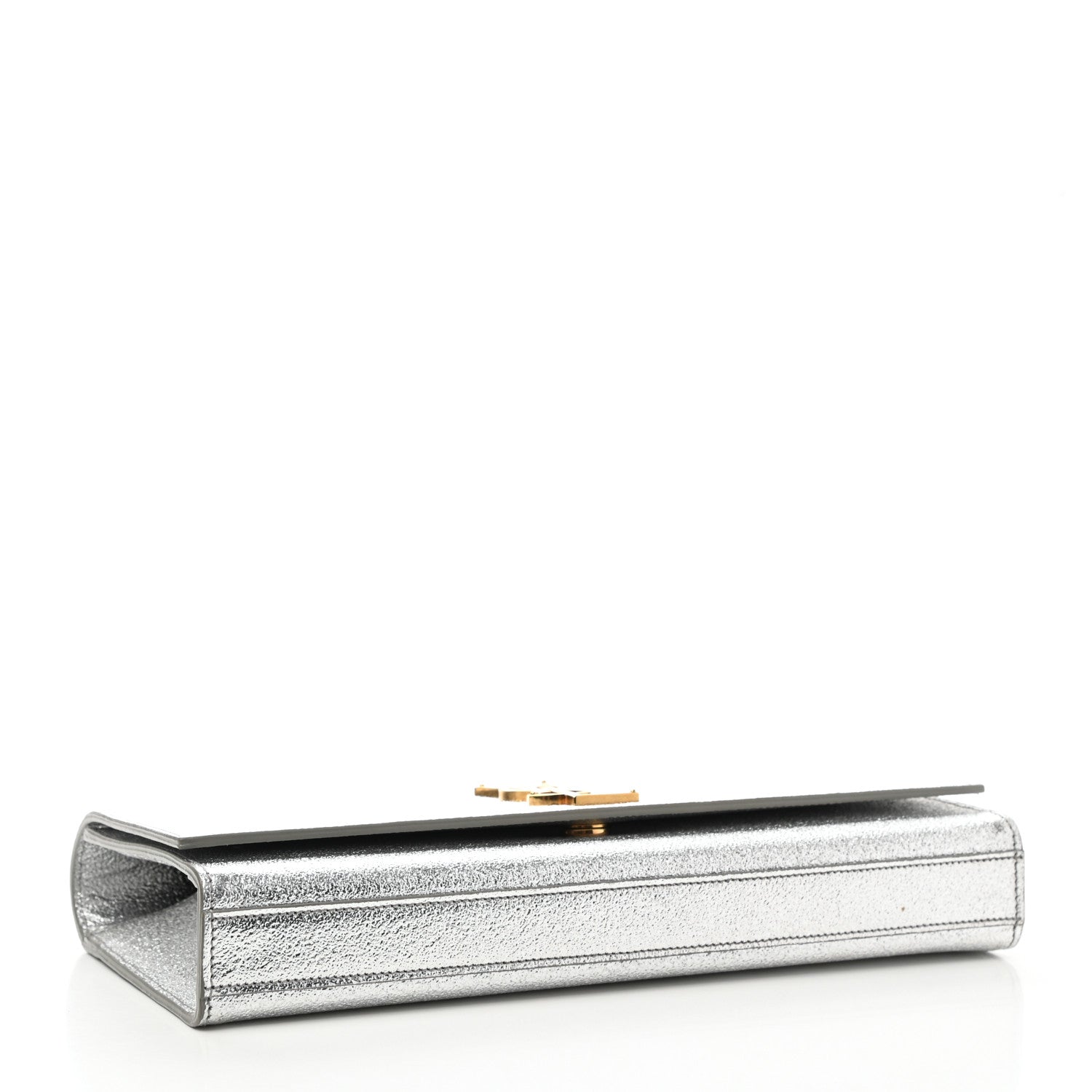 Saint Laurent Textured Metallic Calfskin Classic Monogram Cassandre Clutch Silver 4 of 13