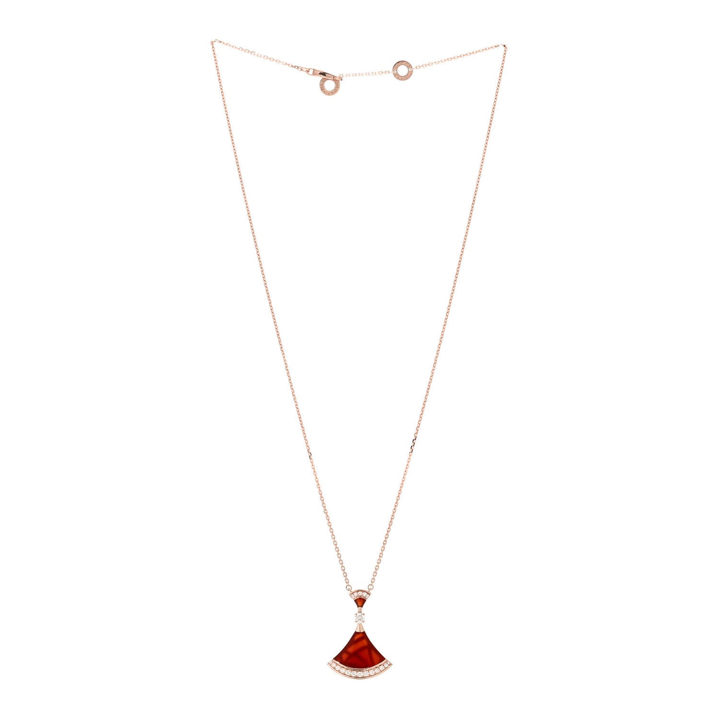 18K Rose Gold Diamond Carnelian Large Divas' Dream Pendant Necklace