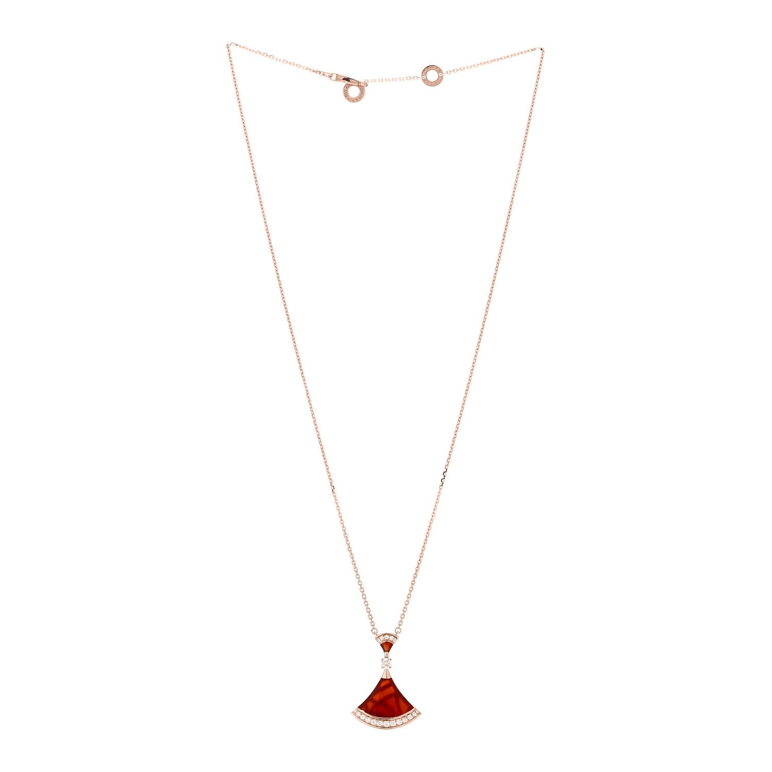 Bulgari 18K Rose Gold Diamond Carnelian Large Divas' Dream Pendant Necklace 3 of 8