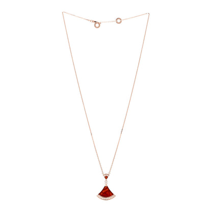 Bulgari 18K Rose Gold Diamond Carnelian Large Divas' Dream Pendant Necklace 3 of 8