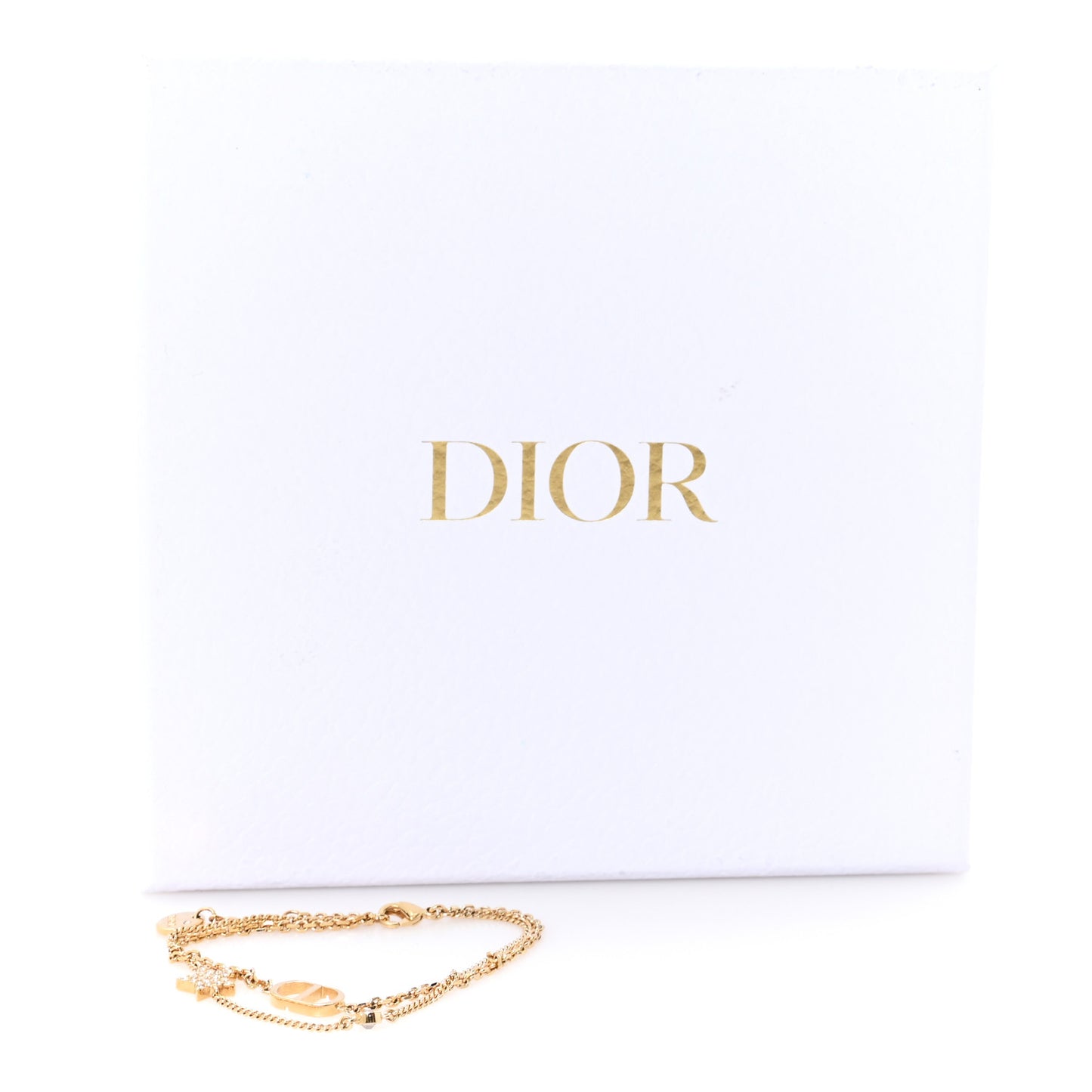 Metal Crystal Petit CD Double Bracelet Gold