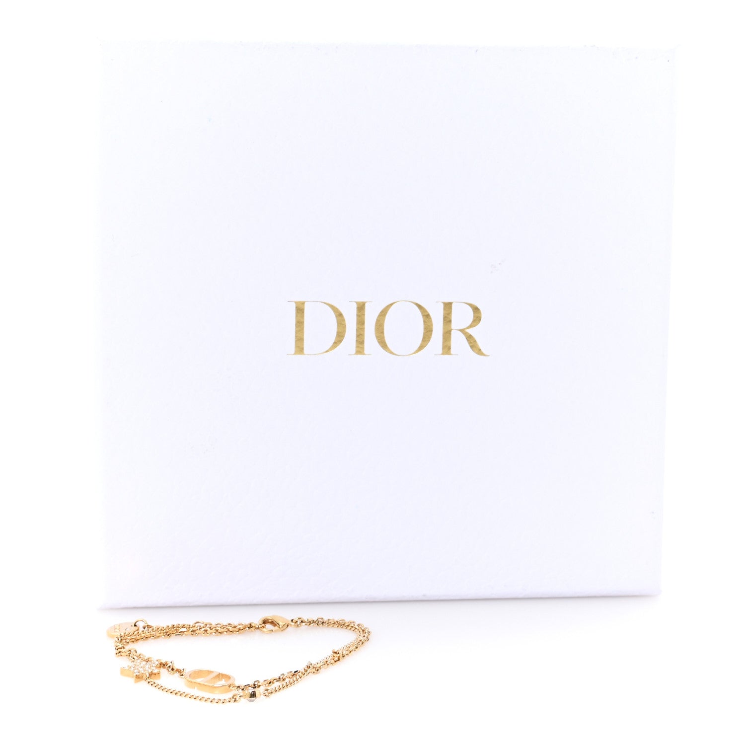 Christian Dior Metal Crystal Petit CD Double Bracelet Gold 5 of 5
