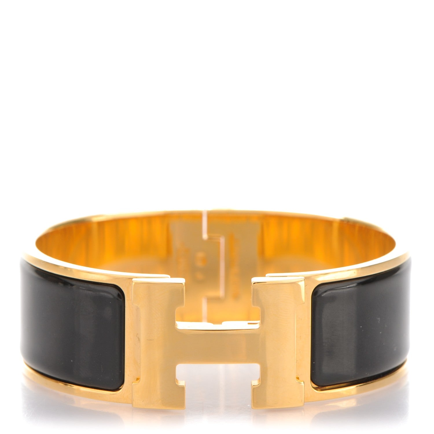 Hermes Enamel Wide Clic Clac H Bracelet PM Black 1 of 4