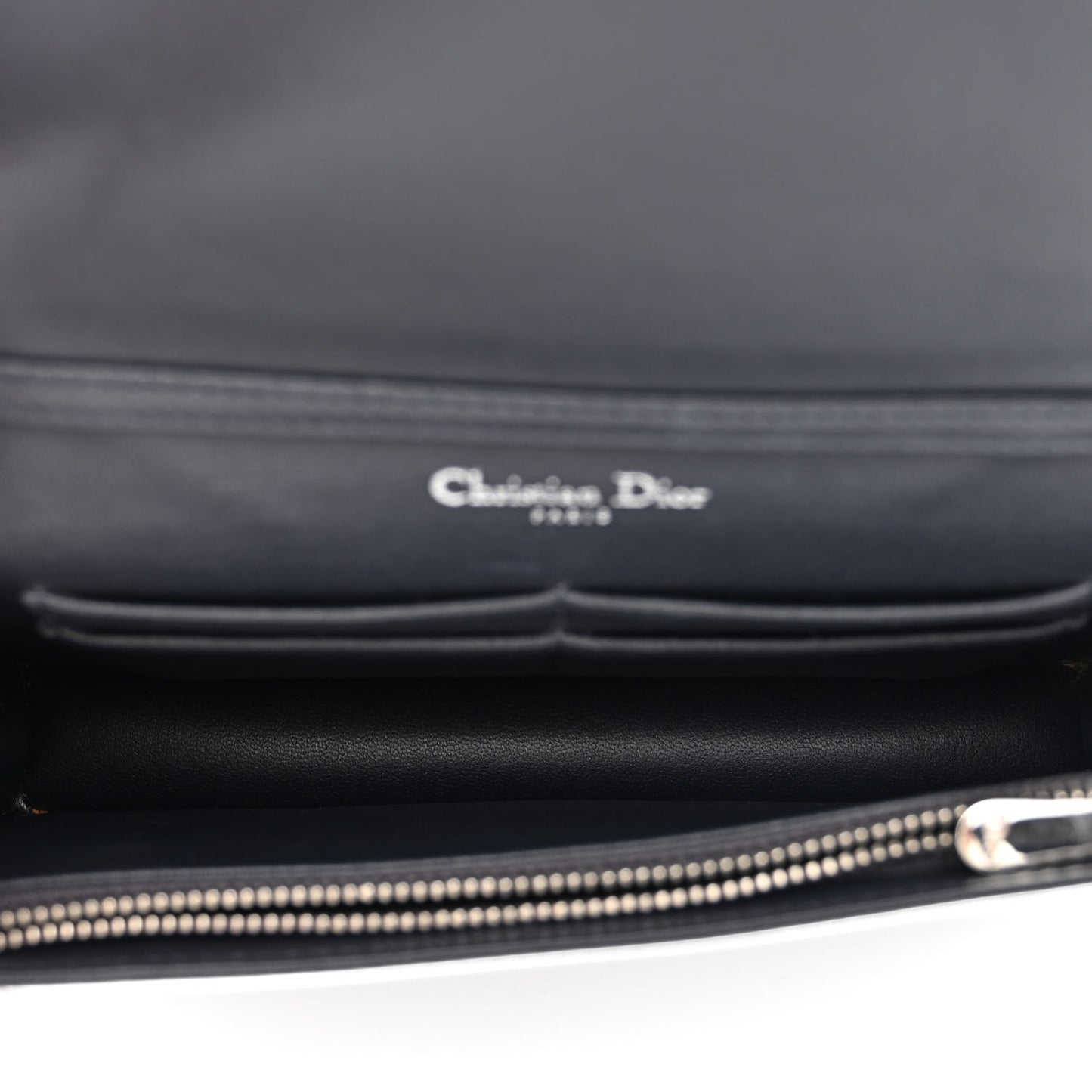 Metallic Patent Micro-Cannage Diorama Wallet on Chain Pouch Silver