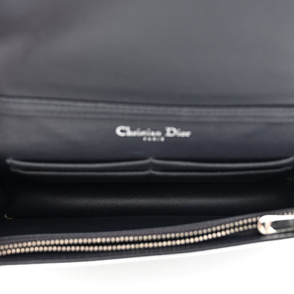 Christian Dior Metallic Patent Micro-Cannage Diorama Wallet on Chain Pouch Silver 5 of 13