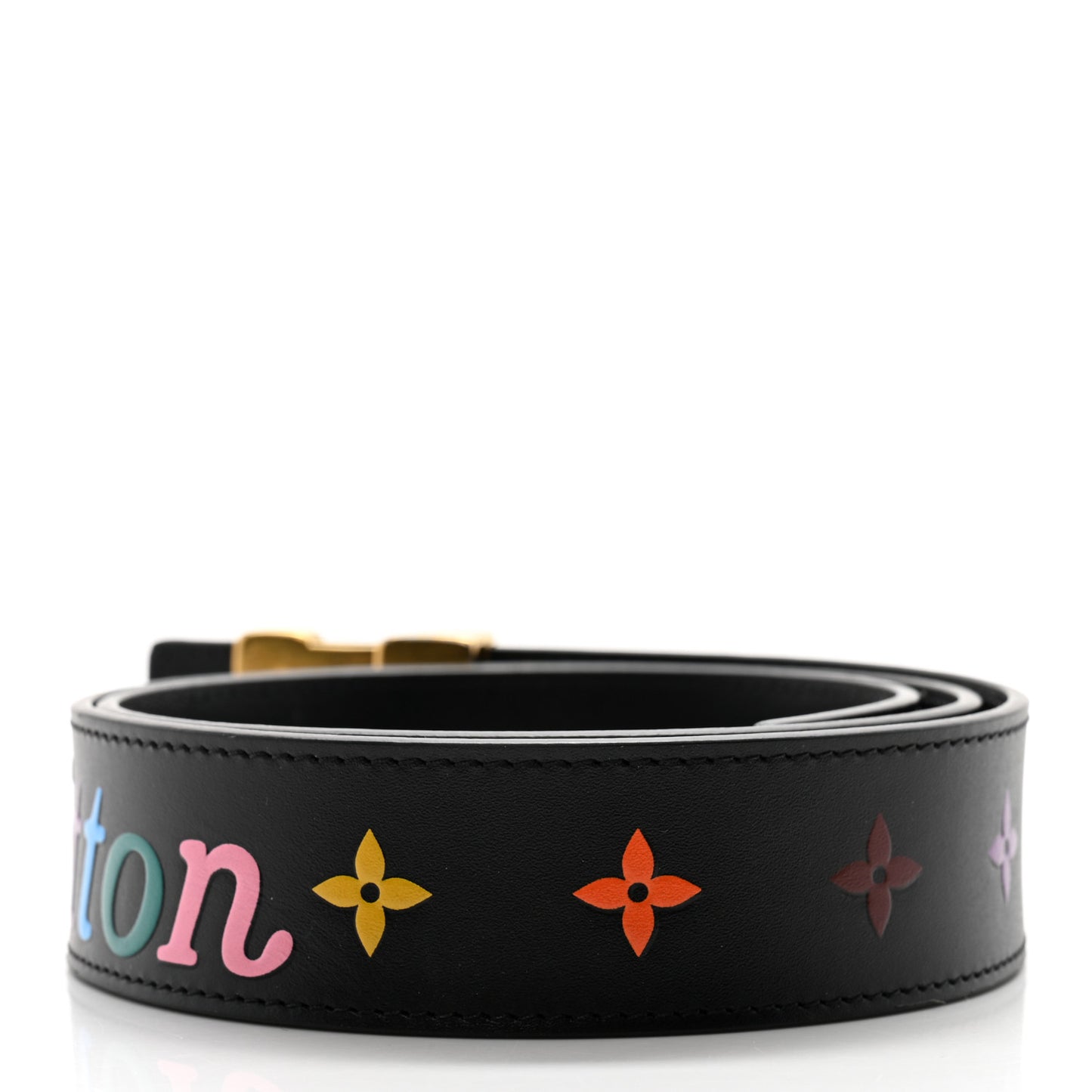 Calfskin 35mm LV New Wave Belt 80 32 Black