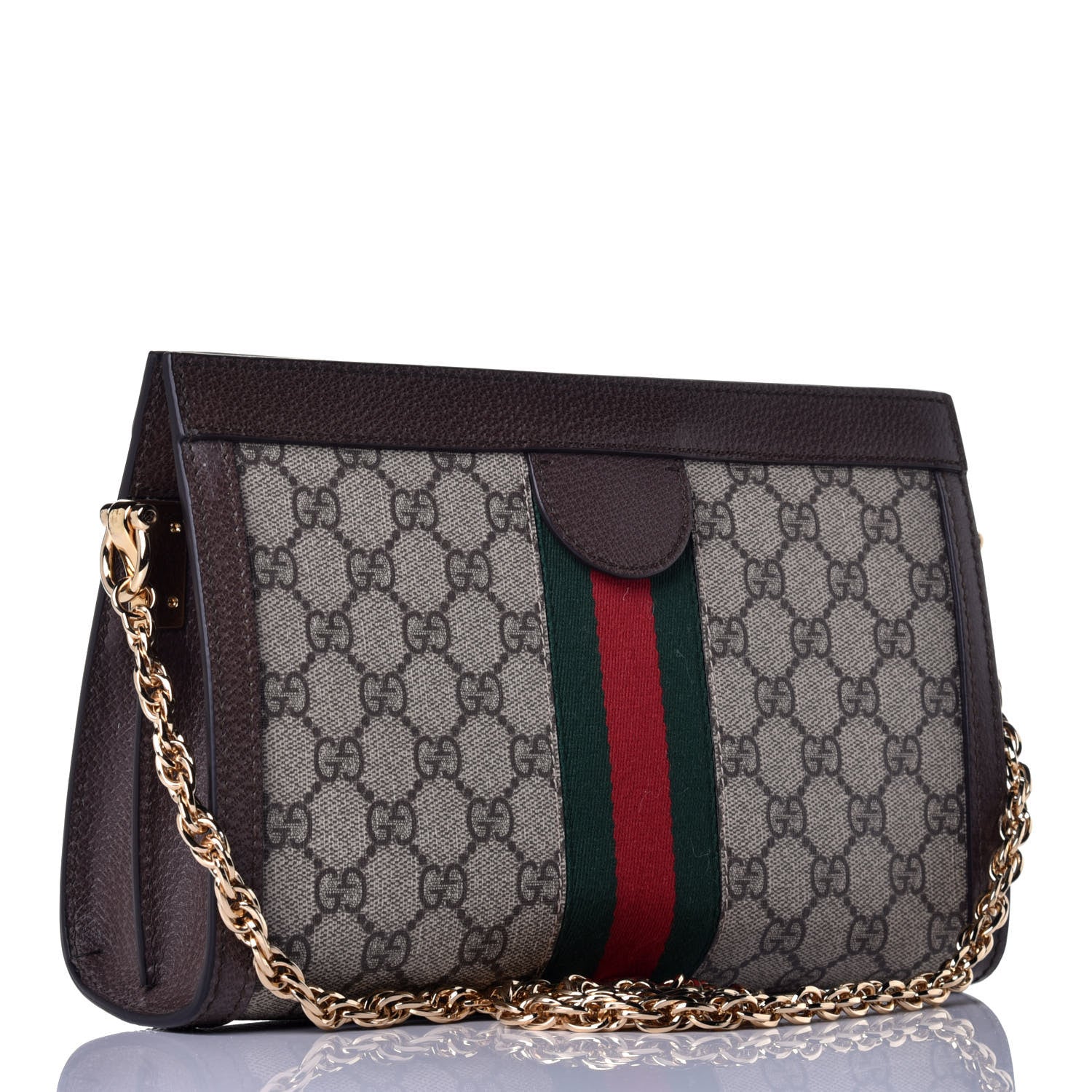 Gucci GG Supreme Monogram Web Small Ophidia Chain Shoulder Bag Brown 3 of 8