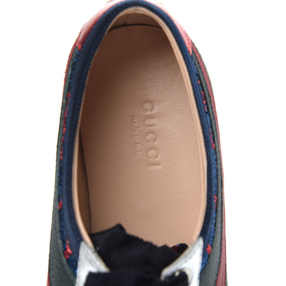 Gucci Lurex Calfskin Web GG Monogram Womens Falacer Sneakers 35.5 Iridescent Blue Iridescent Red Silver 6 of 9