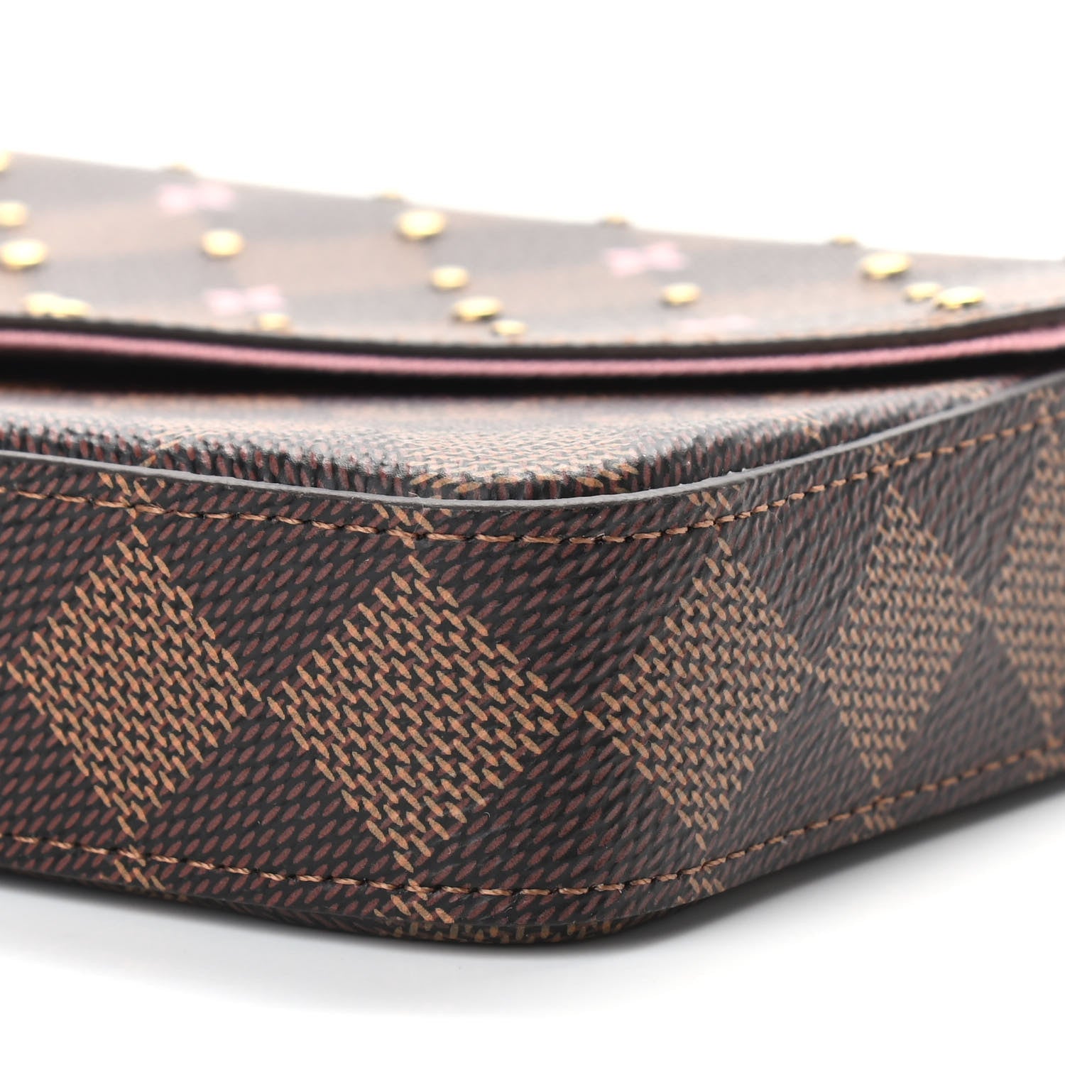 Louis Vuitton Damier Ebene Studded Pochette Felicie Chain Wallet 9 of 9