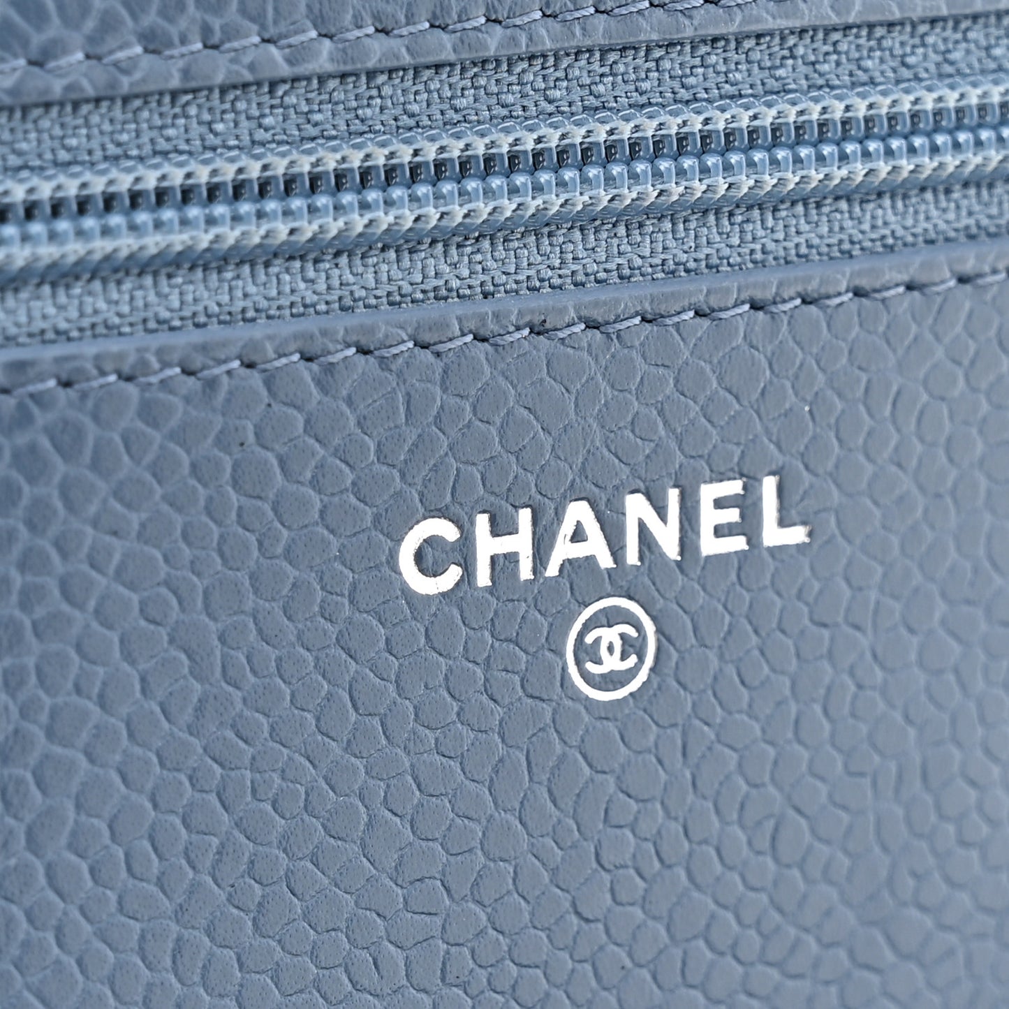 Caviar Quilted Wallet on Chain WOC Blue
