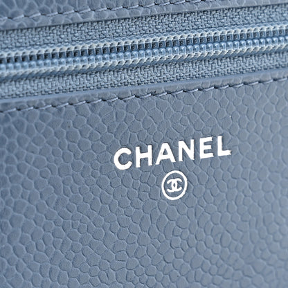 Chanel Caviar Quilted Wallet on Chain WOC Blue 6 of 10