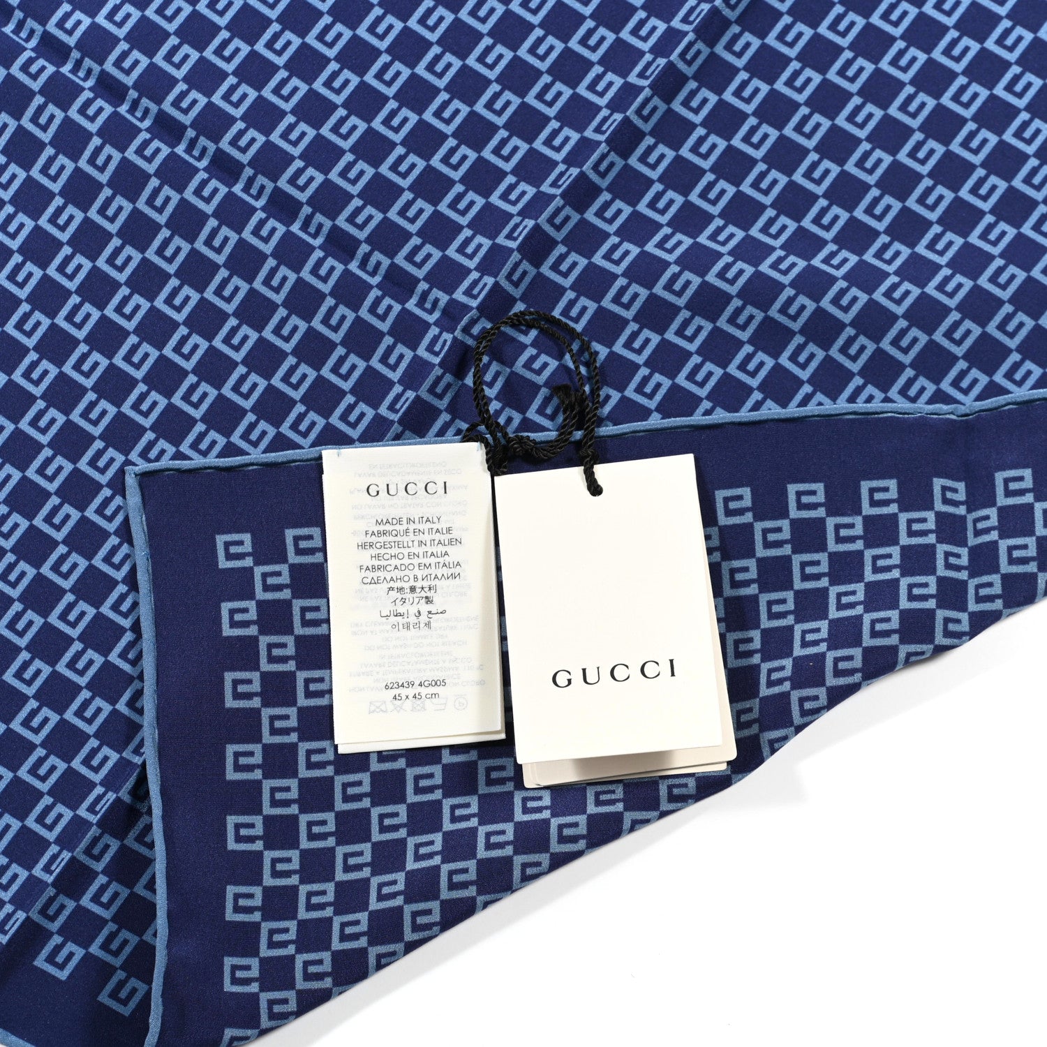 Gucci Silk Square G Monogram Handkerchief Blue 4 of 4