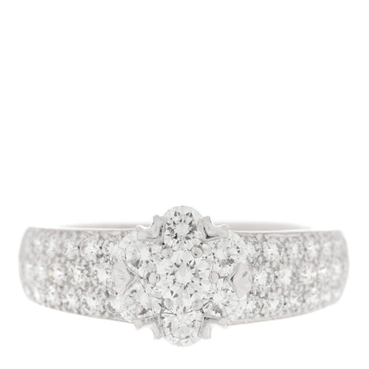 Van Cleef & Arpels 18K White Gold Diamond Fleurette Three-Row Ring 49 5 1 of 5