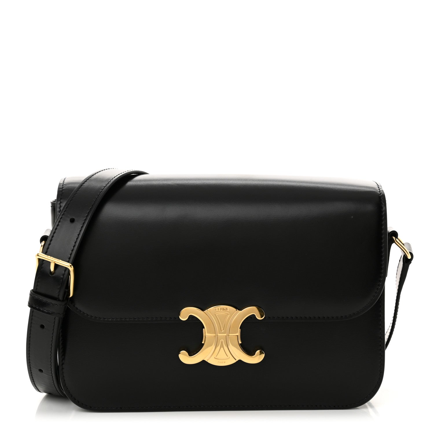 Celine Shiny Calfskin Medium Triomphe Black 1 of 11
