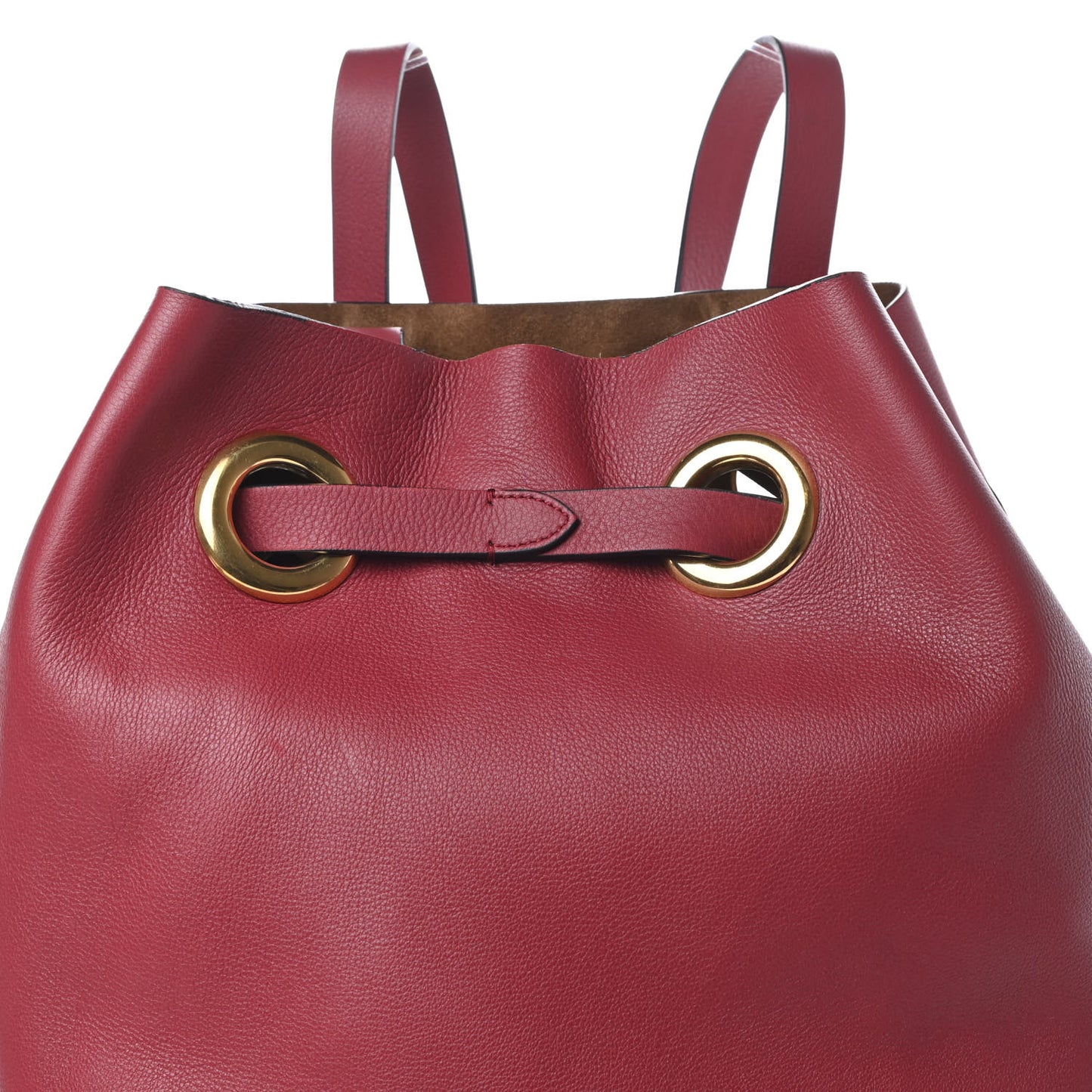 Calfskin Grommet Detail Backpack Crimson