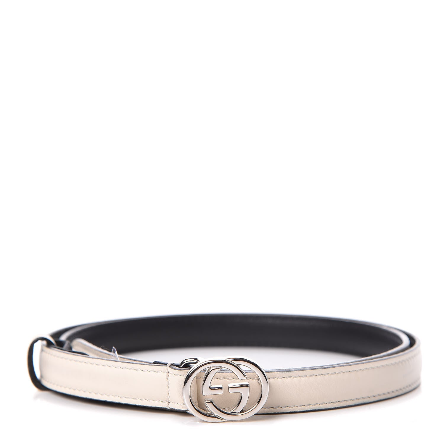 Gucci Moon Calfskin Nickel Interlocking G 20mm Belt 85 34 Mystic White 1 of 7