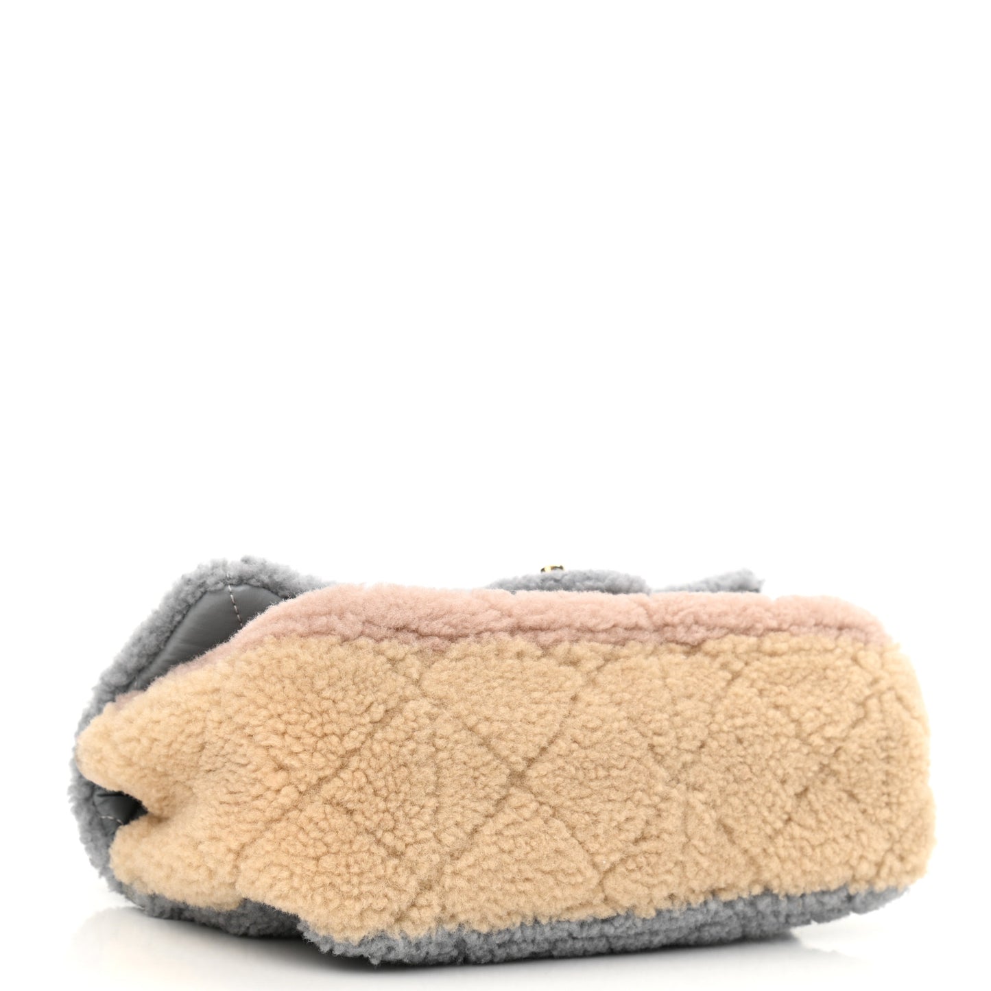 Shearling Sheepskin Single Flap Gray Pink Beige