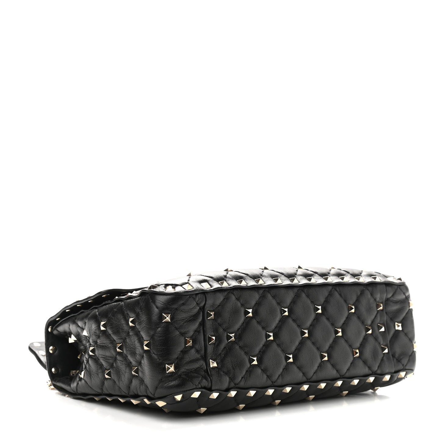 Lambskin Medium Rockstud Spike Shoulder Bag Black