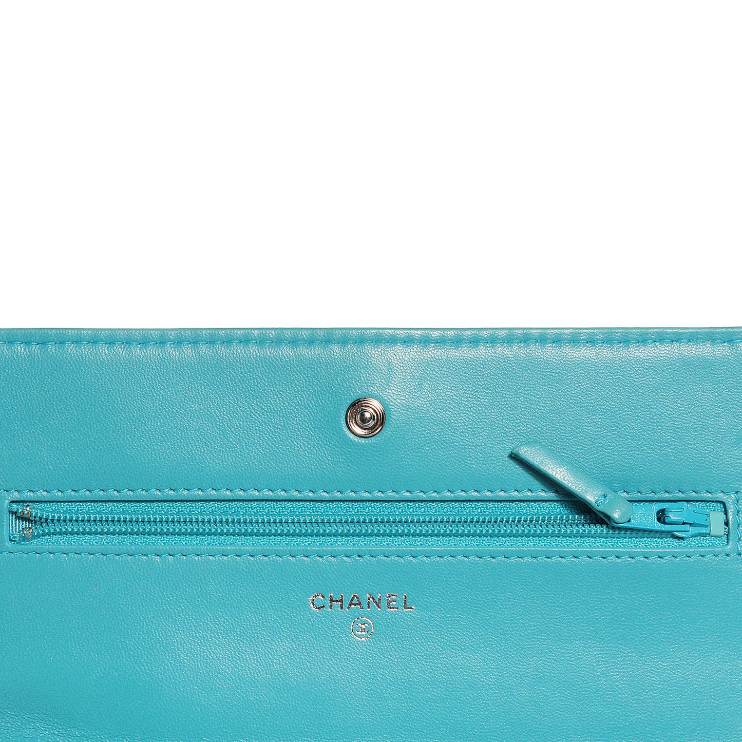 Lambskin Wallet On A Chain WOC Turquoise